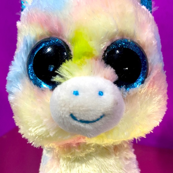 TYSILK BEANIE BOO BLITZ UNICORN SPARKLE BLUE EYES HOOVES & HORN TIE DYE  BODY - Picture 11 of 15
